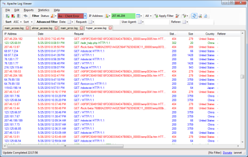 Apache Logs Viewer Main Window