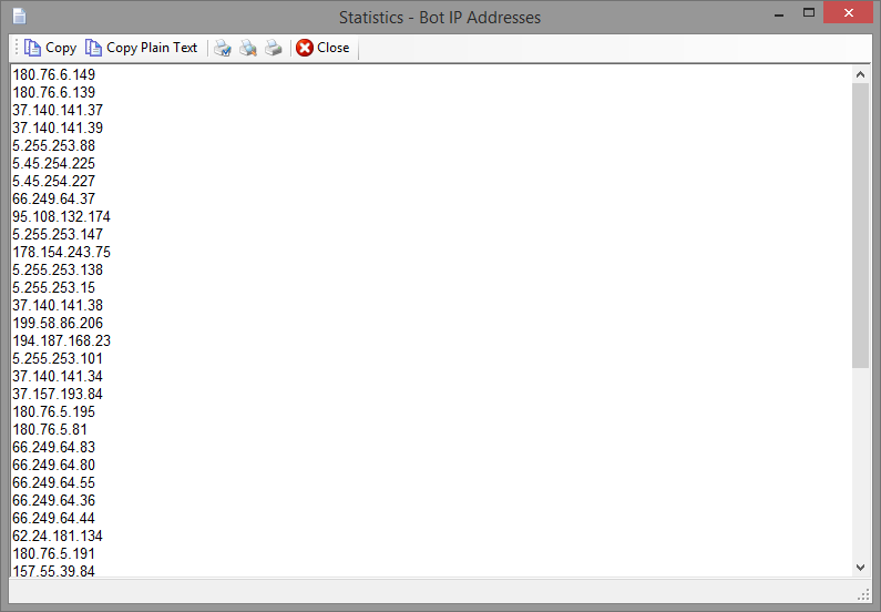 Statistics - Bots IP Addresses
